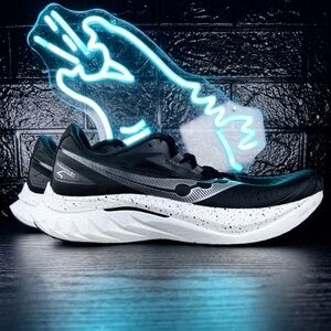 Saucony Endorphin Speed 4 Men’s Marathon Running Plated Shoes Black White - 12.5